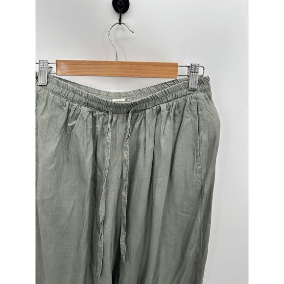 Selene Paris Sport Pants Women SMALL Green Elastic Waist Drawstring 100% Silk - Picture 5 of 8